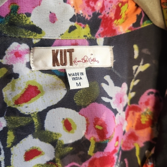 KUT FROM THE KLOTH CHIFFON SEMI SHEER LONG SLEEVE FLORAL BLOUSE MEDIUM LIKE NEW! - Picture 5 of 11